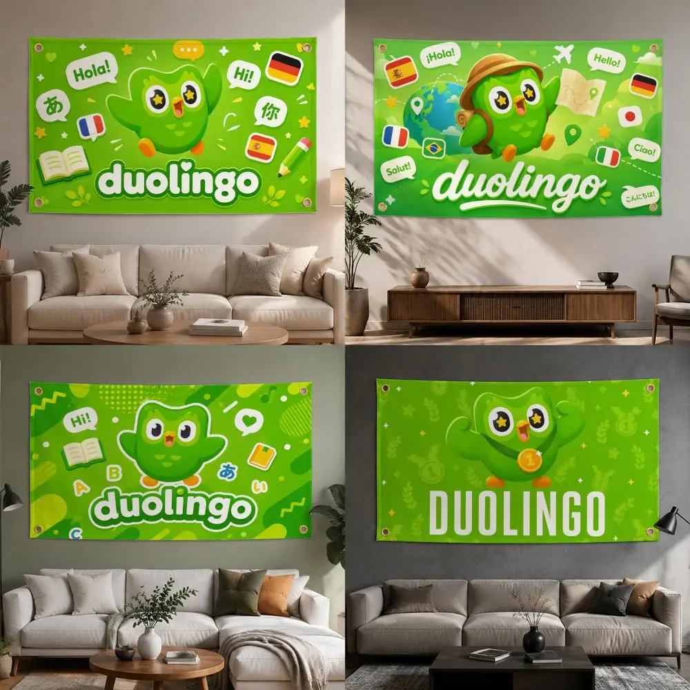 Brand Duolingo Flags Fashion flag For Living Room Home Dorm Decor Wall Outdoor Camping Party Banner Gifts