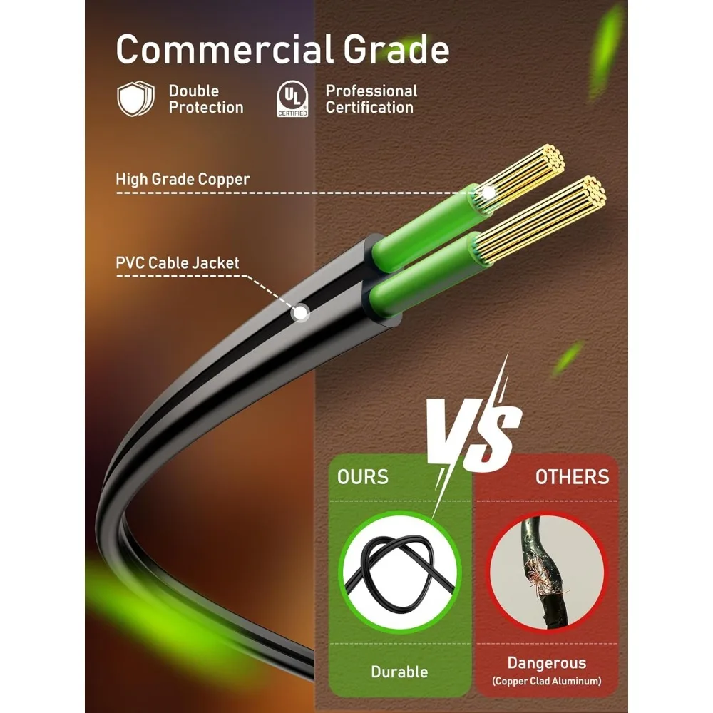 100フィート防水LED屋外ストリングライト、52個の割れないエジソン電球付き、スペア2個付き、パティオ使用用にUL認証済み