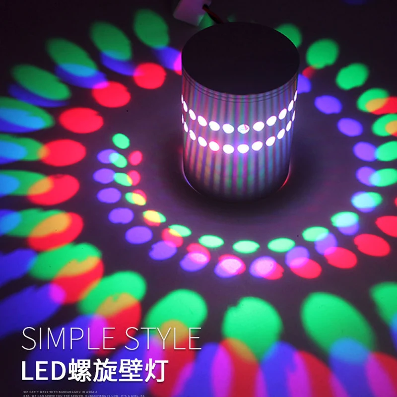 

RGB Spiral Hole LED Wall Light Effect Wall Lamp With Remote Controller Colorful Wandlamp For Party Bar Lobby KTV Home Decoration