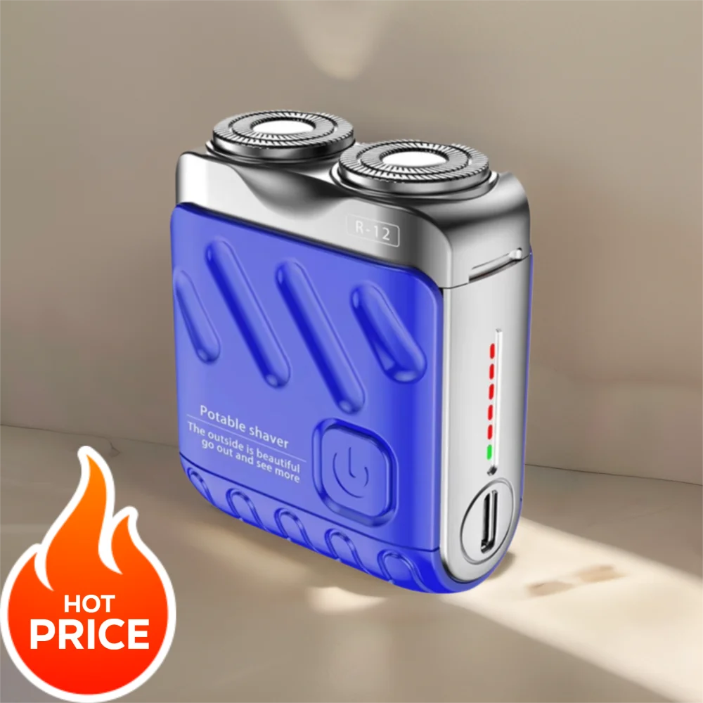 

Мини-мужская электробритва с двойной головкой, магнитный триммер для бороды, 9000 оборотов, портативная роторная бритва для влажного и сухого бритья для дома