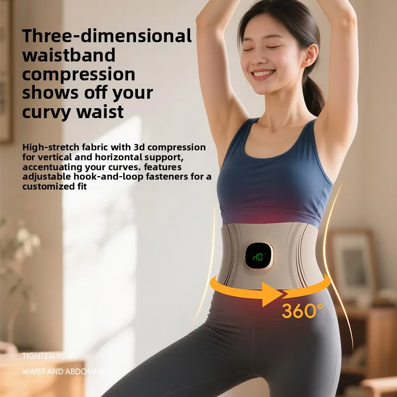 Hot‑Compress EMS Microcurrent Waist Abdominal Massage Belt Portable Home Trainer for Abdominal Muscle Relaxation Home Office Use
