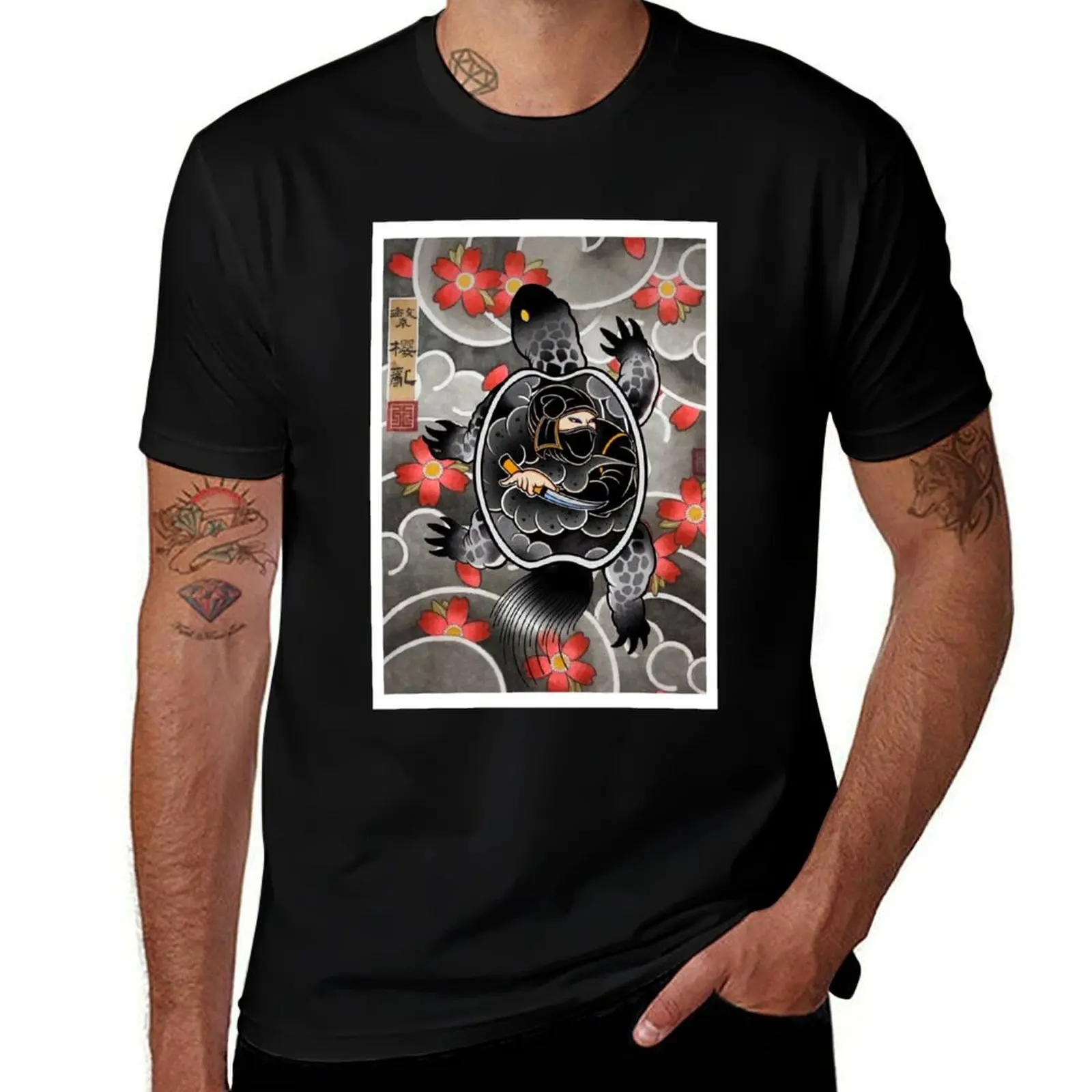 

Turtle ninja tattoo T-Shirt oversize t-shirts man summer top blue archive blue lock mens graphic t-shirts anime