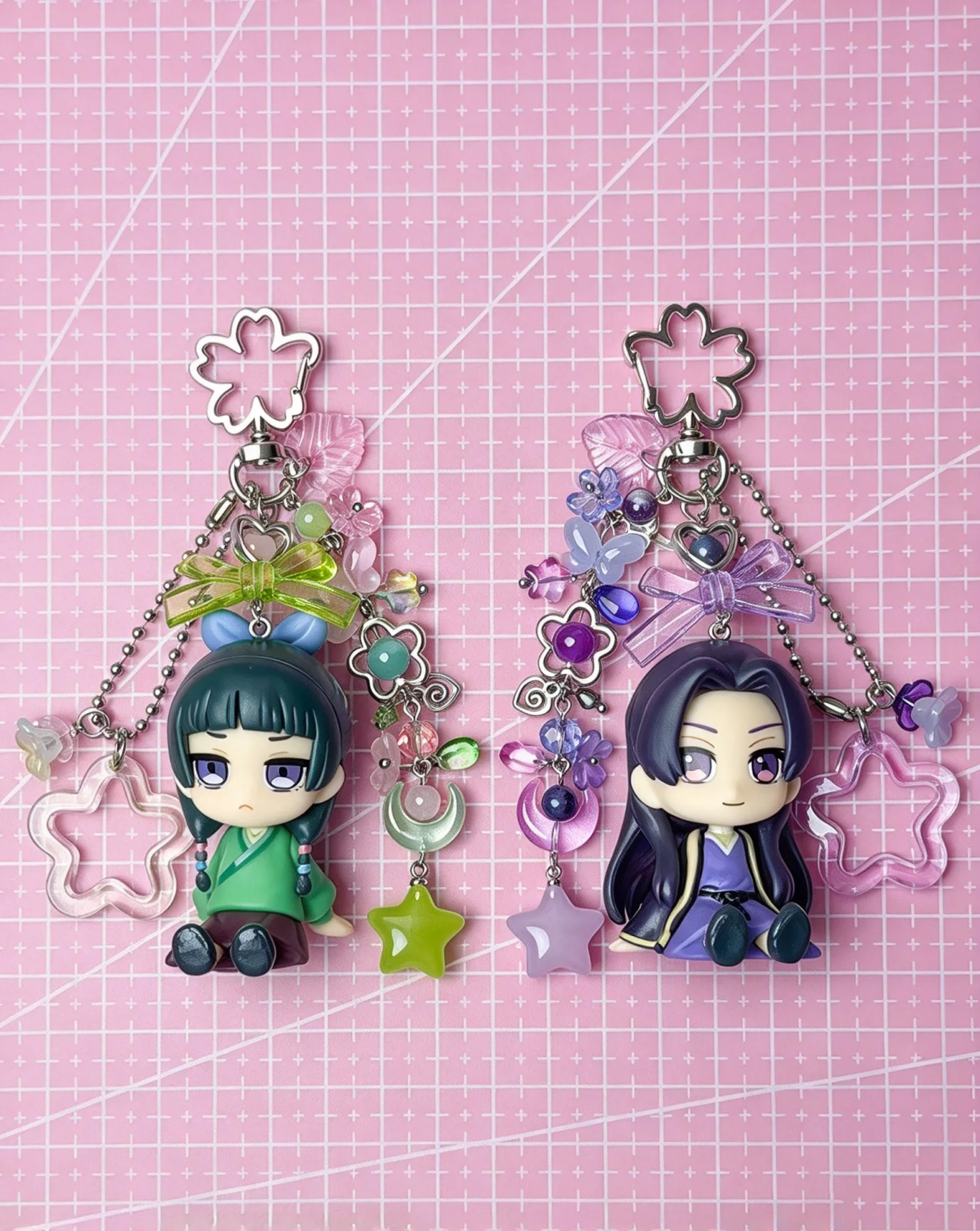 Beautiful Handmade Beadwork Maomao & Jinshi Keychains ‧₊˚༉‧₊˚