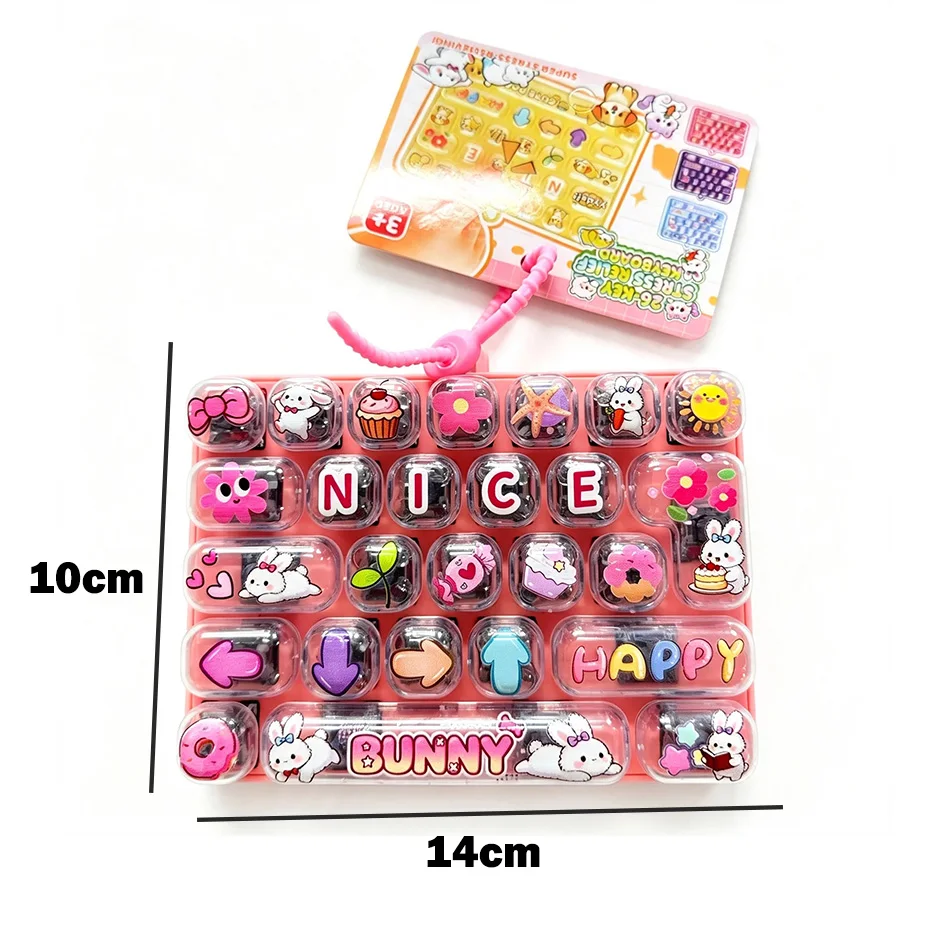 Happy Unending Stress Relief 26-Key Mechanical Keyboard Animal Diary Finger Press Toy Keychain