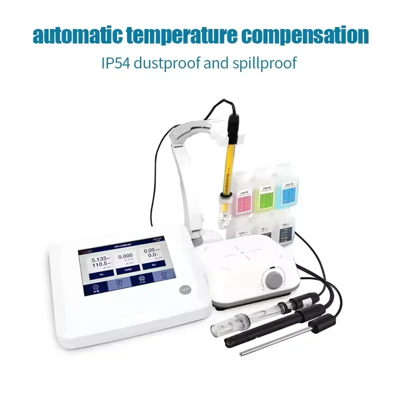 NEW High Precision 0.001pH Desktop Touch Screen pH Meter EC Meter Measure TDS Salinity Resistivity Simultanously Display Reading