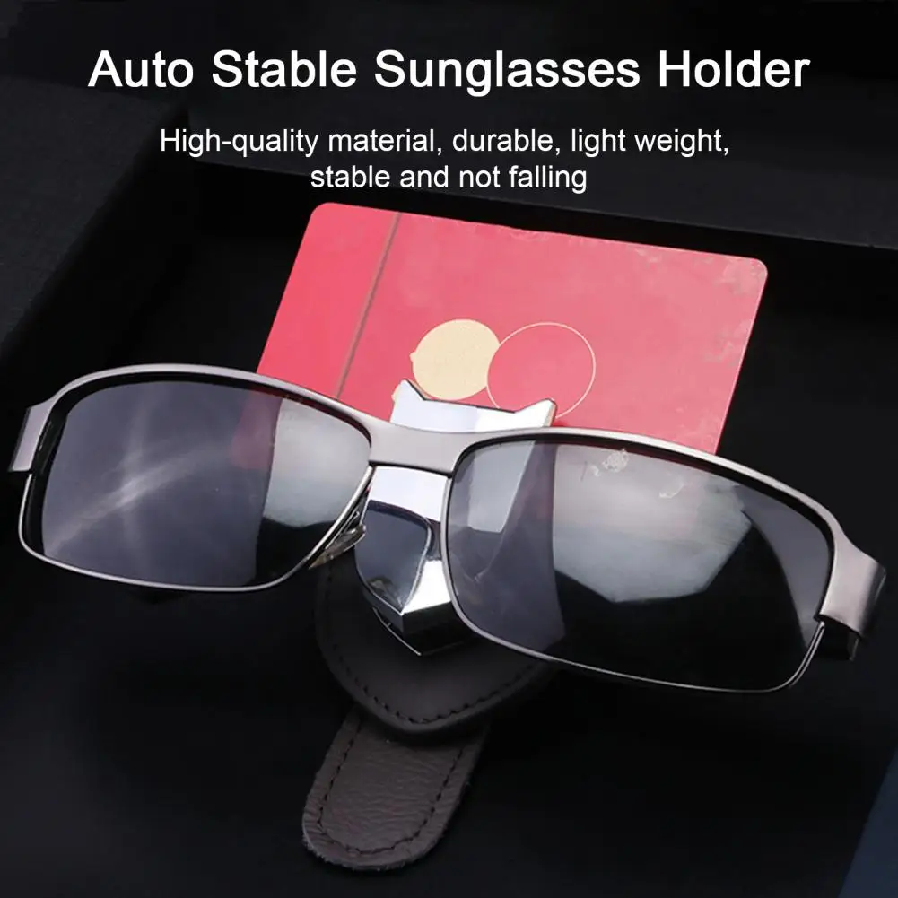 

Car Glasses Holder Clip Auto Stable Sunglasses Holder Multi-functional Car Sun Visor Clip Universal Faux Leather for Glasses