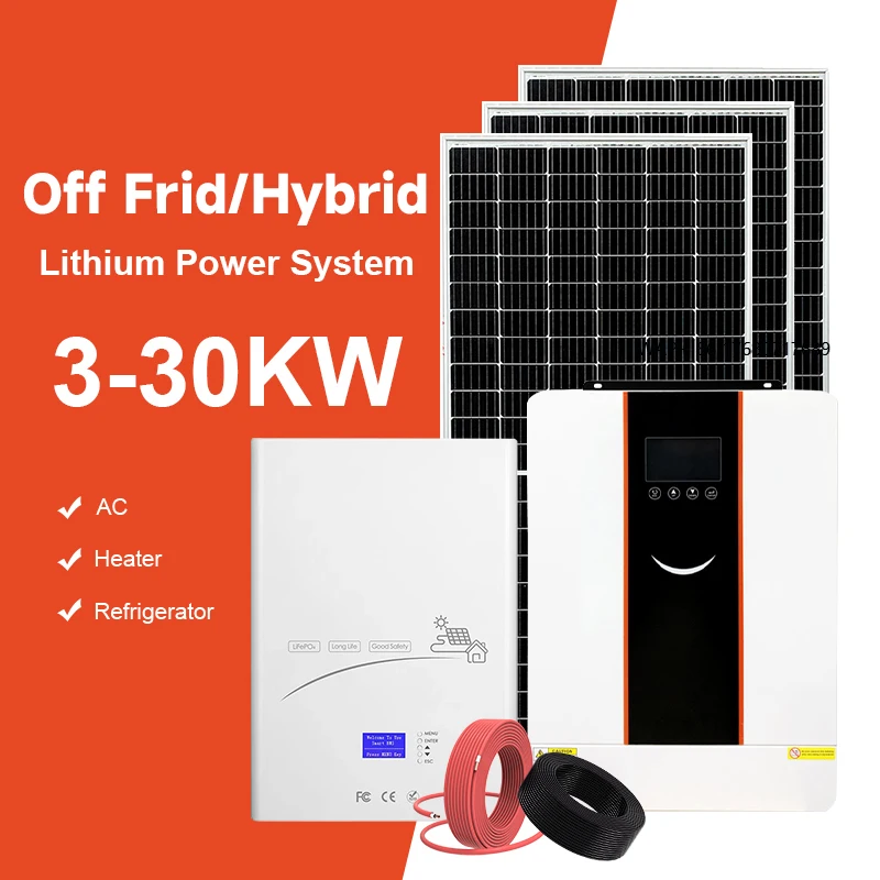 10kwh Lifepo4 Battery Home Energy Storage Power Wall 48v Lithium Ion Batteries Inverter All in One Solar Supply System Powerwall