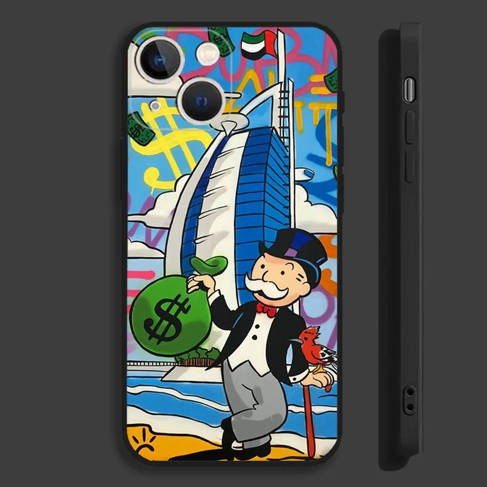 Cartoon D-Dollar M-Monopolys Phone Case For iPhone15,14,13,12,11,Pro,Max,Plus,Mini,X,XS,XR,8,7,6,S,Plus,SE Soft Black Case