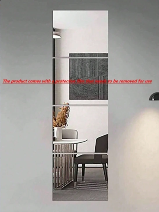 6 acrylic mirror stickers, bedroom home full-length mirrors, self-adhesive soft mirrors, durable and not easy to break