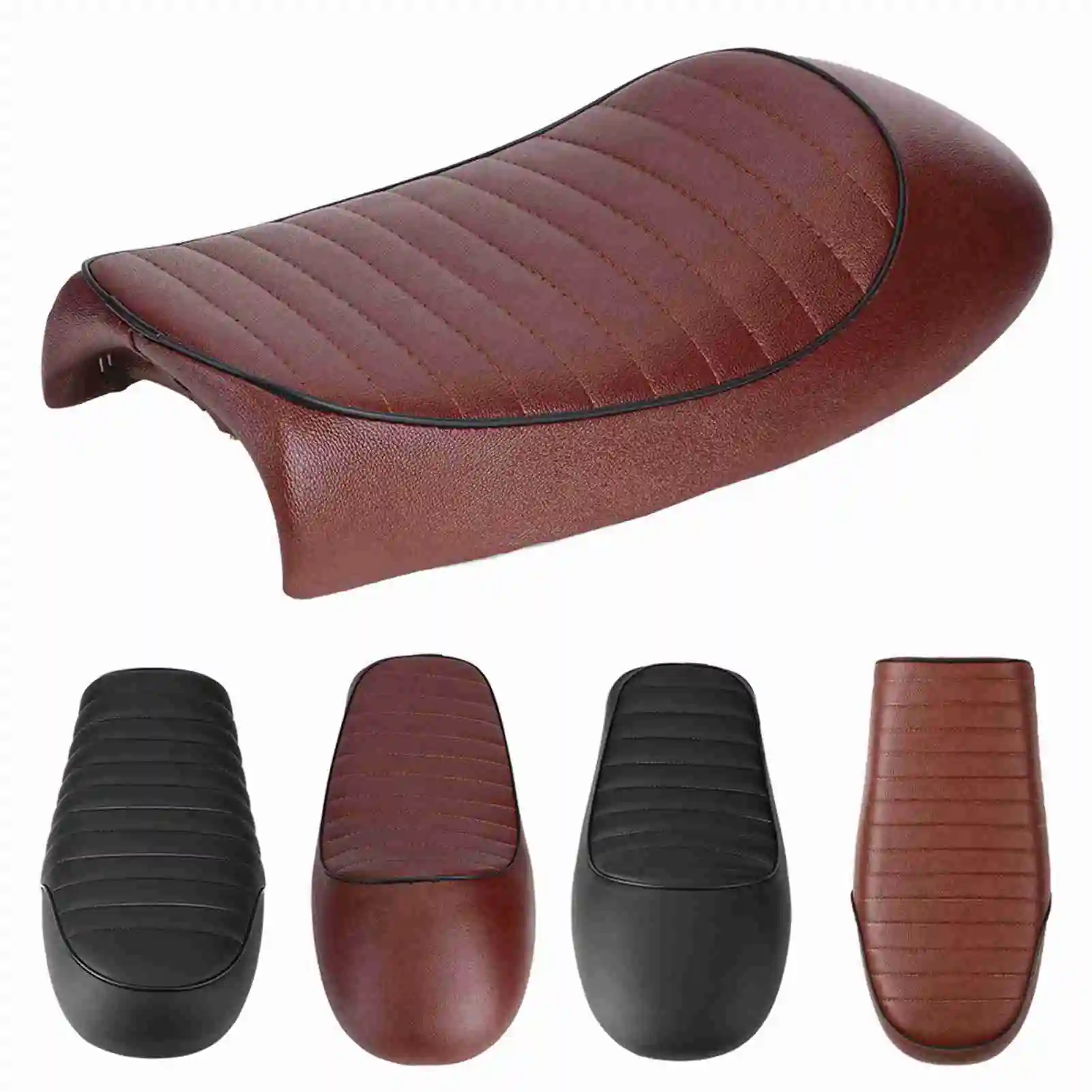 オートバイシートPUレザーレーサーリフィットシートフラットサドルクッション（CG125 GN CG CB200 CB350 CB400SS CB500 SR400 SR500 XJ XS KZ用）
