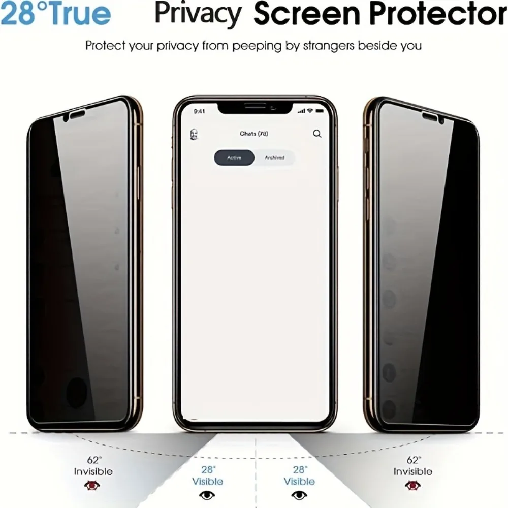 1Pc Premium Tempered Glass Privacy Screen Protector for iPhone 16 15 Pro Max 11 12 13 14 Pro Mini 6 7 8Plus XR XS SE 20 Glass