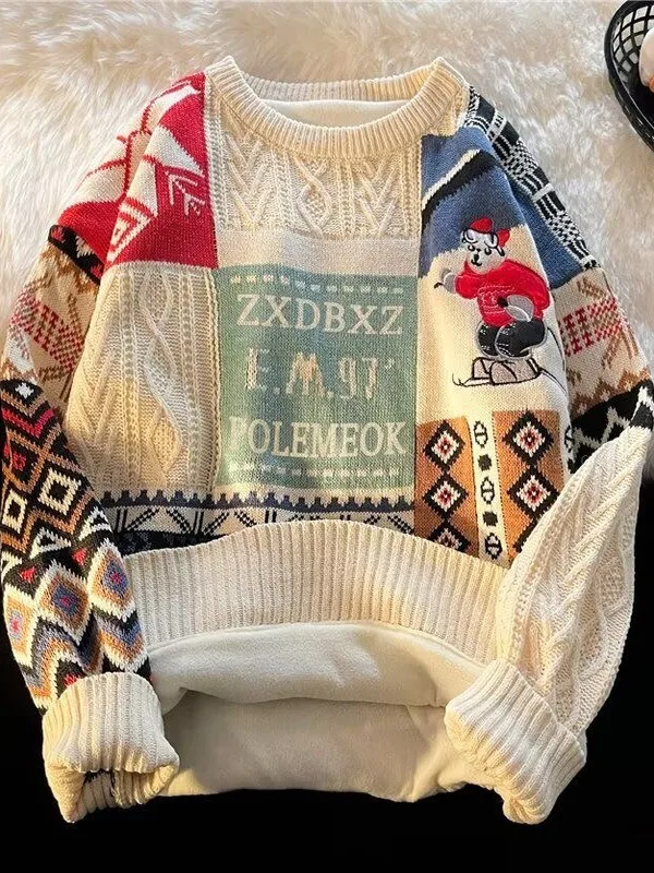 

Trendy Men's round Ne Knitted Sweater Loose Fit Base Layer irt Autumn Winter Faionable Casual Long Sve Warmth Youthful