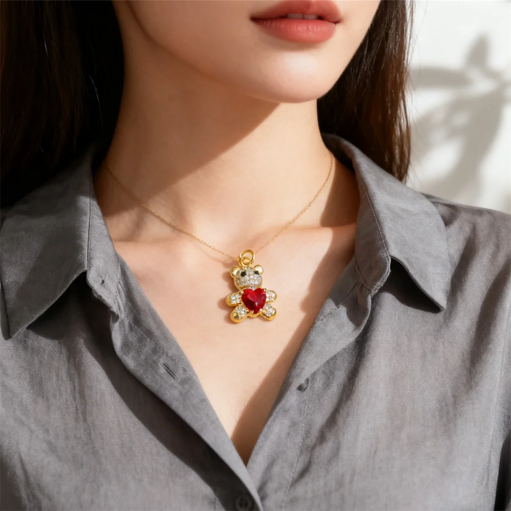 

2 шт. подвески из латуни с кубическим цирконием, милый плюшевый мишка, подвески для DIY ювелирных изделий, ожерелья, браслета, очаровательные аксессуары для мужчин и женщин