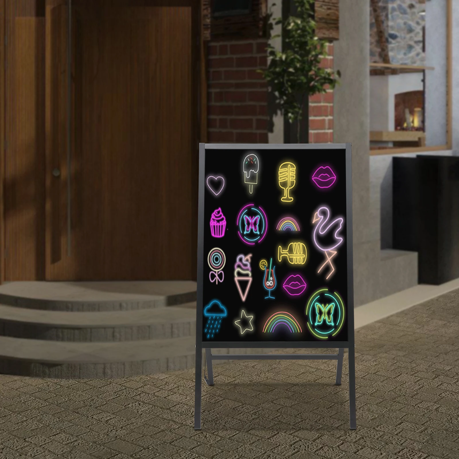 LED Message Board, 23.62x31.5-Inch Surface, 7 Light Colors, 11 Flashing Modes, Dual Power Options for Business or Personal Use