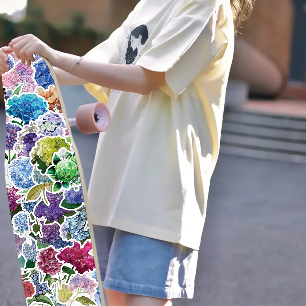 10/30/50/100PCS Love Hydrangea Sticker Plant Flower Graffiti Decorative Phone Case Skateboard Luggage Scrapbook Waterproof Decal