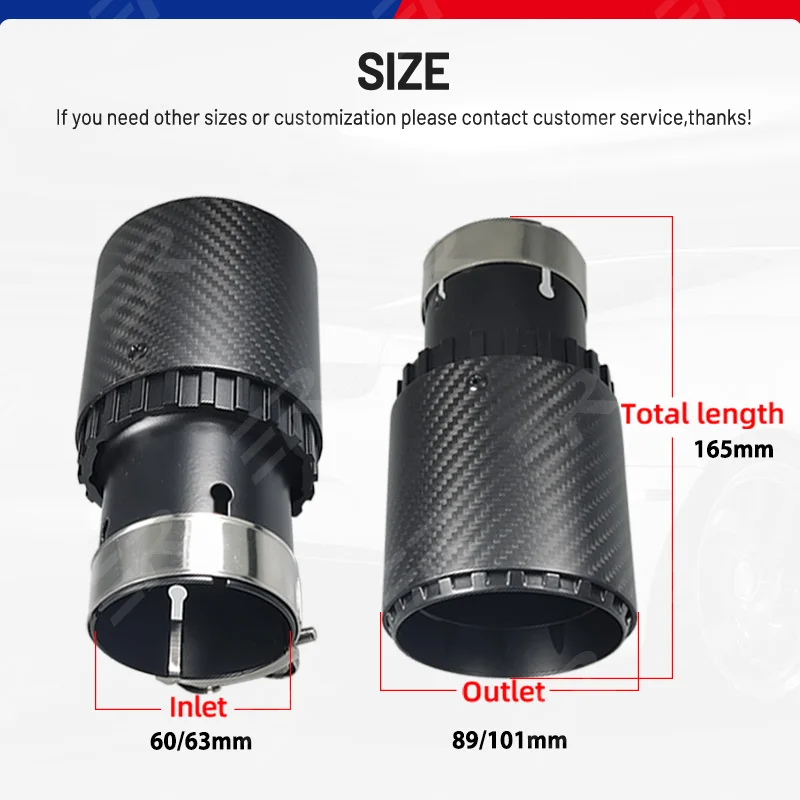 ER 1pcs Exhaust Tips matte black Carbon Fiber Nozzle for Universal car accsesories muffler Car modification Tail Pipe Modify