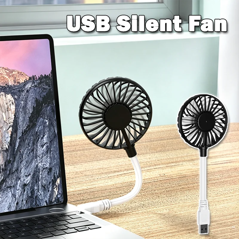 Portable Mini USB Fan Silent Rechargeable Small Desk Fan Strong Airflow Personal Cooling for Office Travel Home Outdoor 