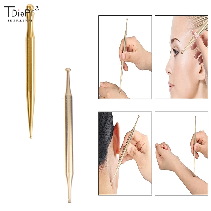 

1PCS Brass Acupuncture Pen Facial Reflexology Tools Brassl, Trigger Point Massager Deep Tissue Back Massager Body Face Massage