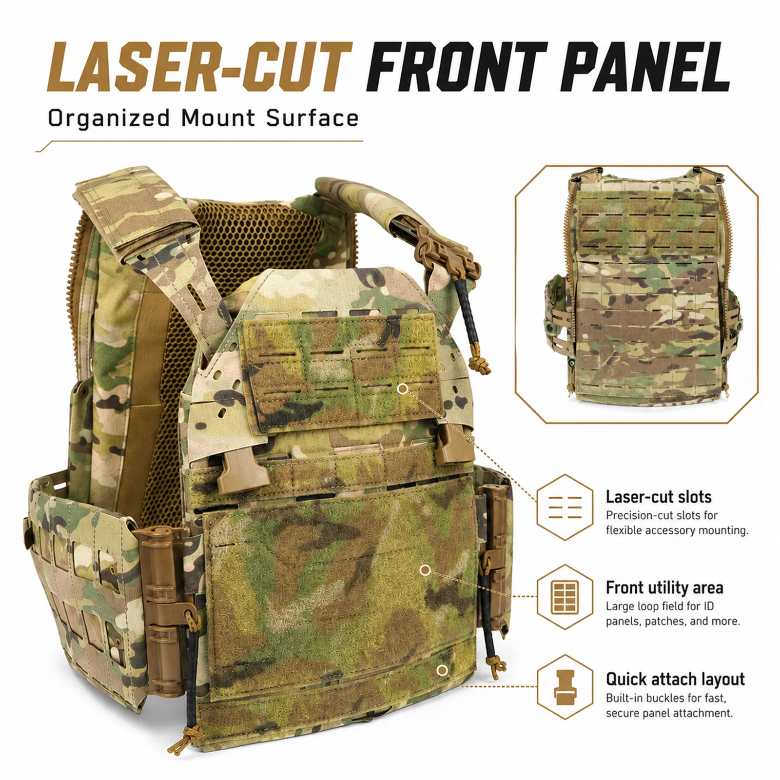 Tactical Vest Set with MK6 Chest Rig Panel & Adjustable Phone Navigation Board Modular Plate Carrier for Airsoft Hunting