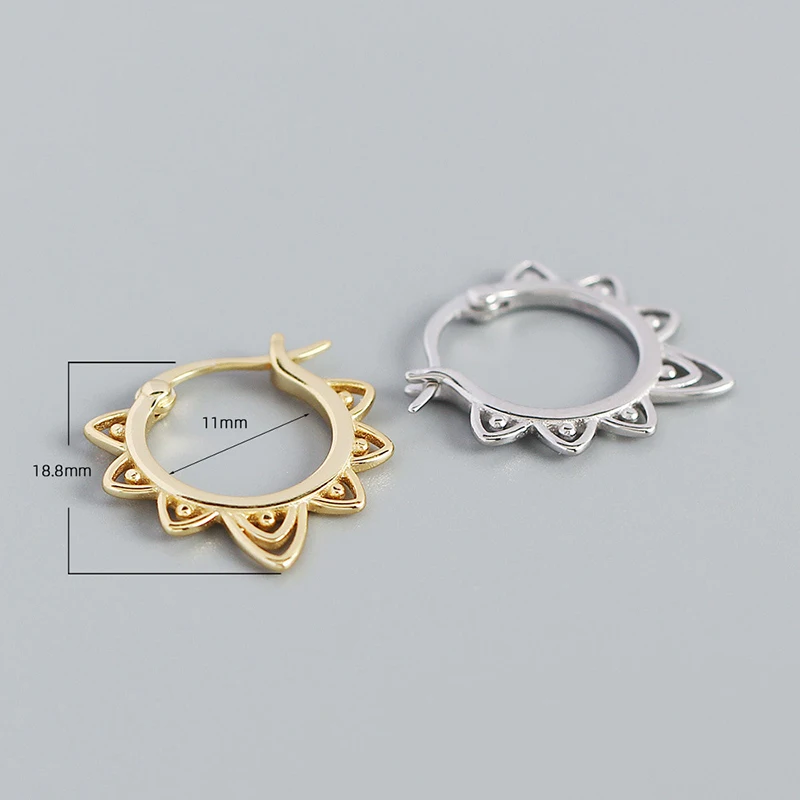 KAMIRA Real 925 Sterling Silver Summer Rock Punk Vintage Hoop Earrings for Women Party Exquisite Jewelry Piercing Hug Earrings