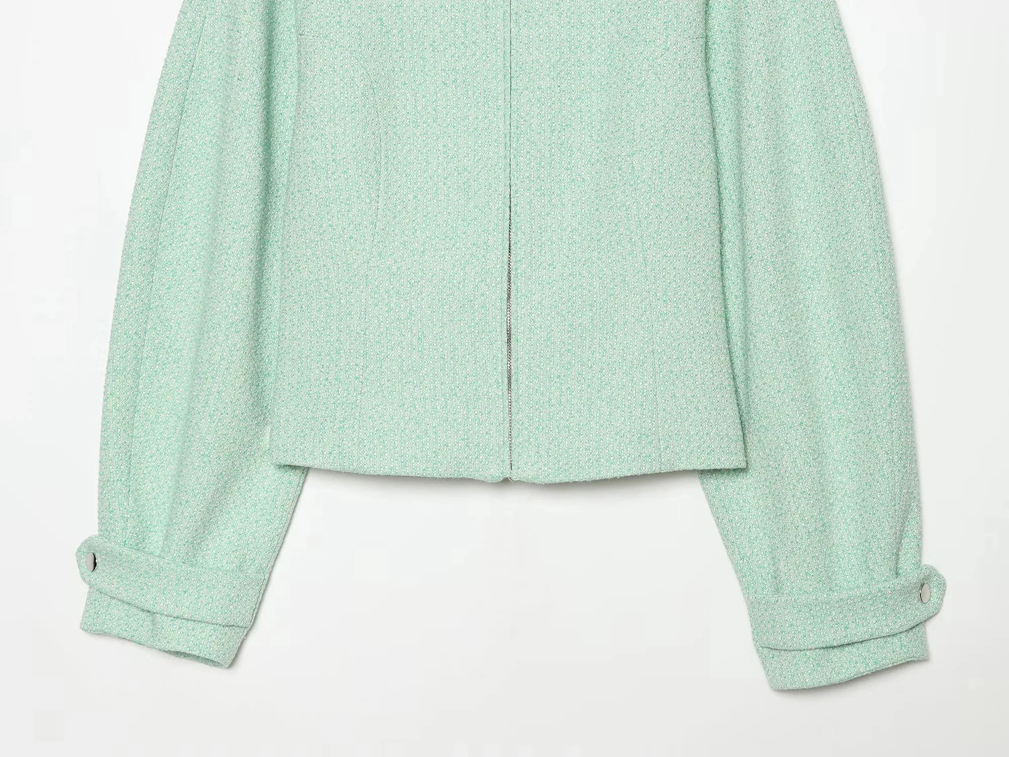 Damen Vintage Blaue Einreihige Jacken Damen 2026 Herbst Neue Schicke Lässige Faltenärmel Stehkragen Mäntel High-Street Damen Oberteil – Detail 9
