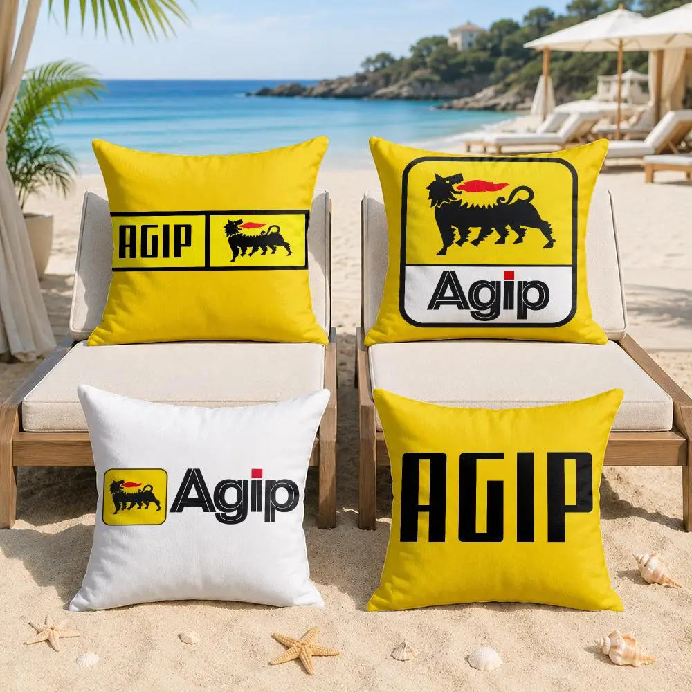 Cool A-Agip Logo Cushion Cover Silky Short Plush Invisible Zipper Dustproof Sofa Pillow Case For Home Decor