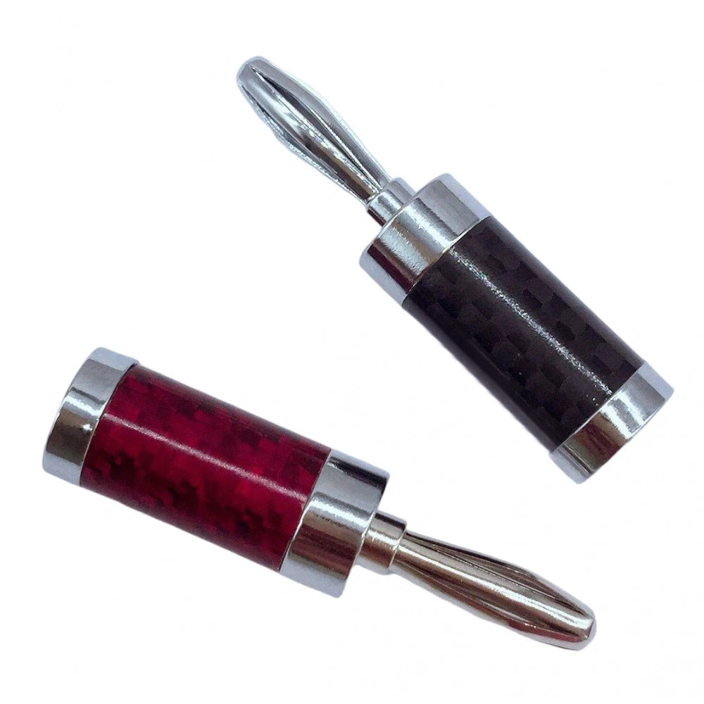 2 قطعة سدادات الموز خالية من اللحام أسود + أحمر الألياف المتكلم قابس الموز الأوسط قناة المتكلم الصوت والفيديو مكبر للصوت موصل