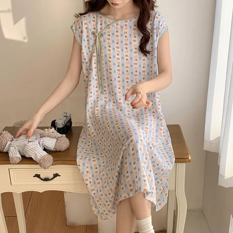 Nightgowns Women's Clothing Summer Thin Home Casual Simple Affordable Cozy Breathable Skinny Large Fresh Temperament Sweet Cute