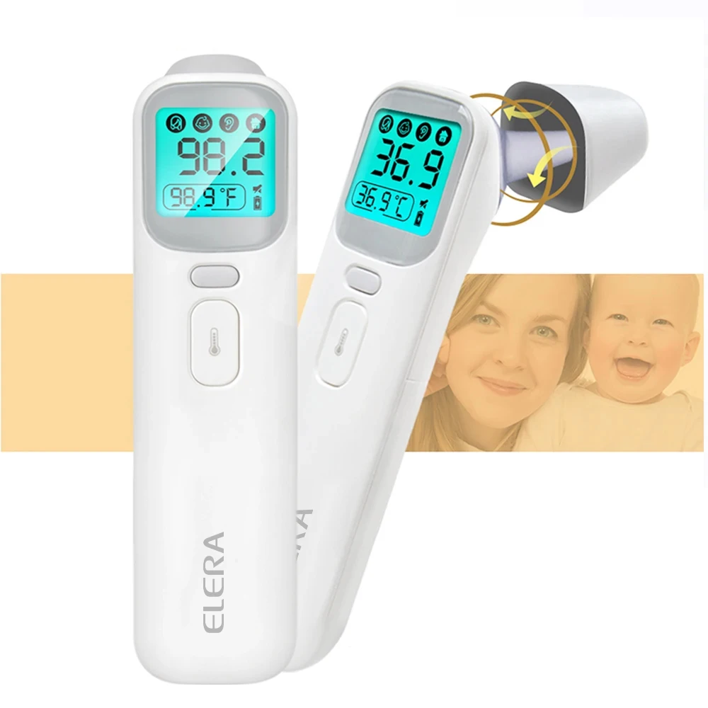 ELERA Baby Infrared Thermometer Digital LCD Body Measurement Forehead Ear Non-Contact Children Adult Fever IR  Termometro