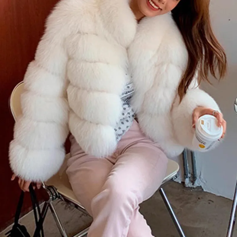 HKSH Winter New Women Short Faux Fur Coat Stand Collar Versatile Solid Color Trendy Luxury Fashion Thickened Warm Jacket HK17422