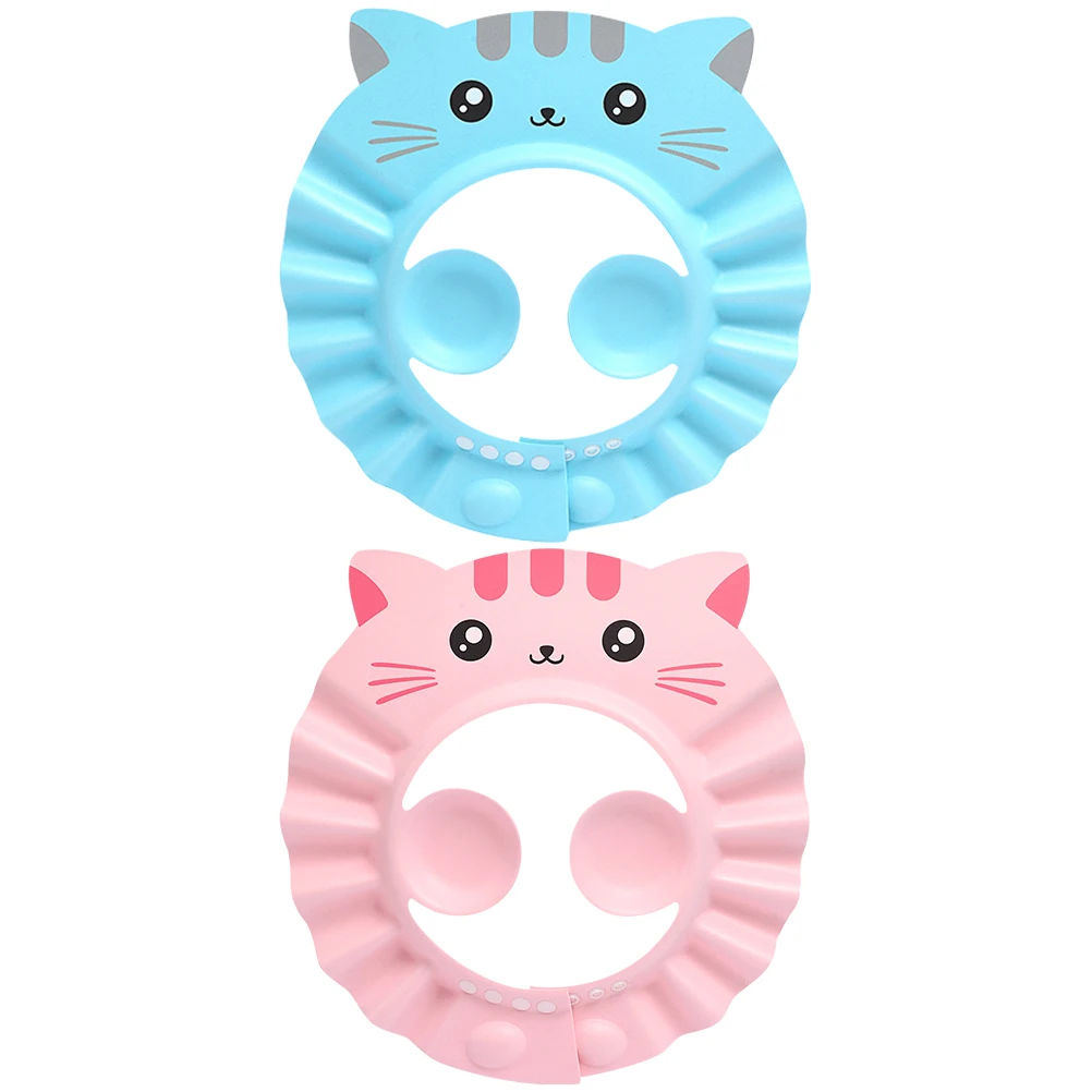 

2 pcs Baby Shower Cap Waterproof EVA Material Infant Bath Hat Adjustable Size Toddler Shampoo Visor Bathing Accessories Protect