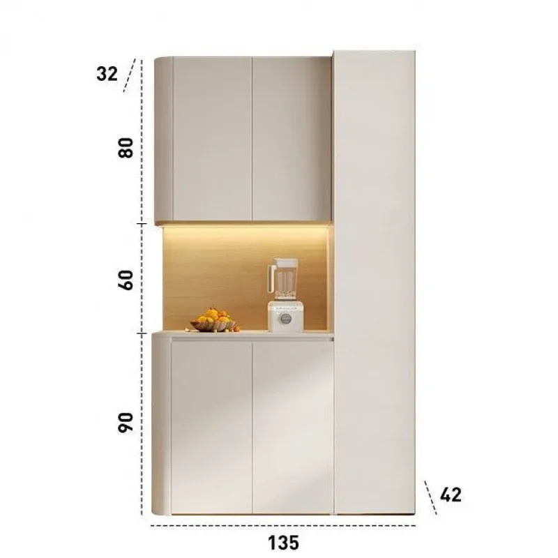 

Side cabinet, living room large-capacity locker integrated wall wine cabinet, modern dining room arc cabinet