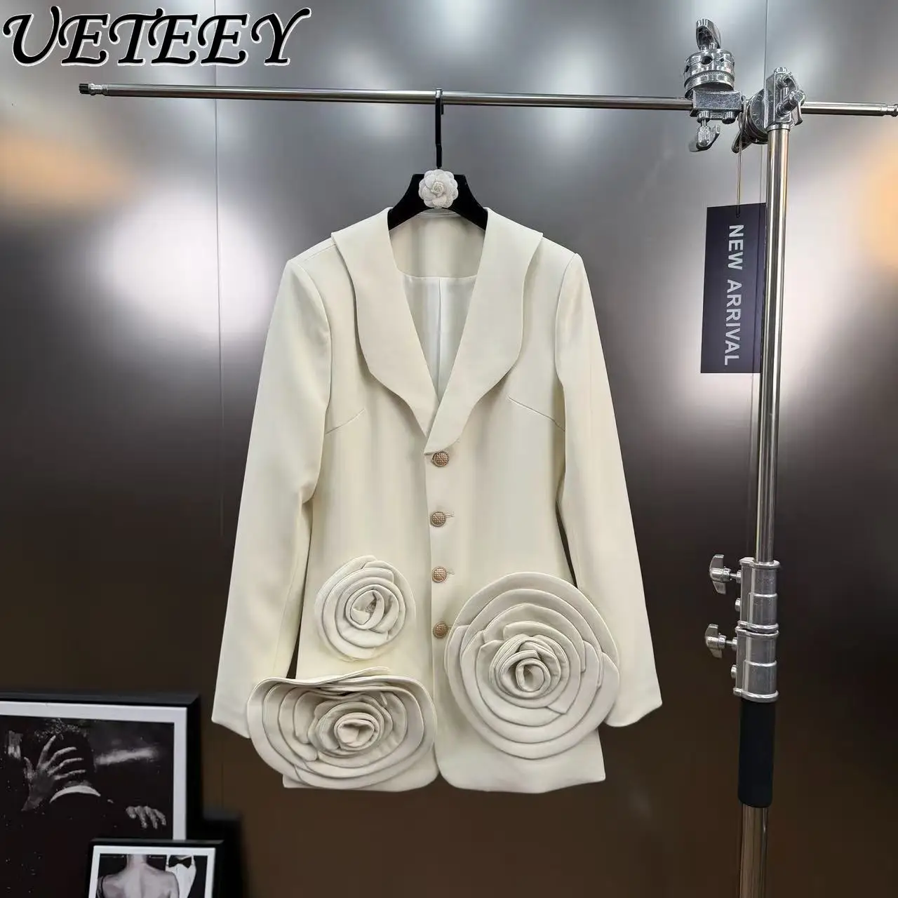 2026 الربيع ضوء فاخر أنيق نمط ثلاثية الأبعاد زهرة السترة معطف الراقية يشعر مزاجه المرأة تنوعا بلون دعوى #1