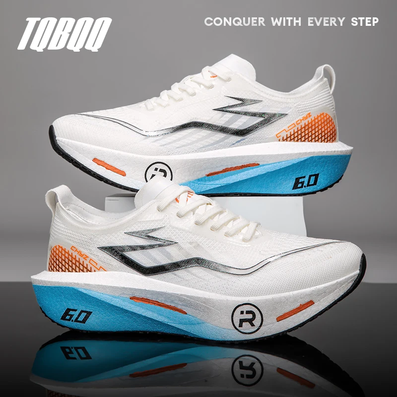 Lightweight Carbon Plate Running Shoes for Men Women Popcorn Foam High Rebound Shock Absorbing Profession Marathon Sport Sneaker