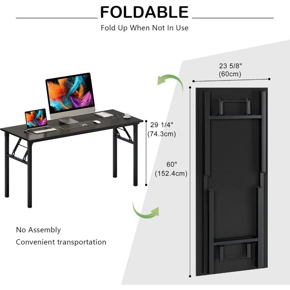 Home Office Desk 59.8 Inch Computer Table for Study Writing with Black Finish Long-Tail Keyword