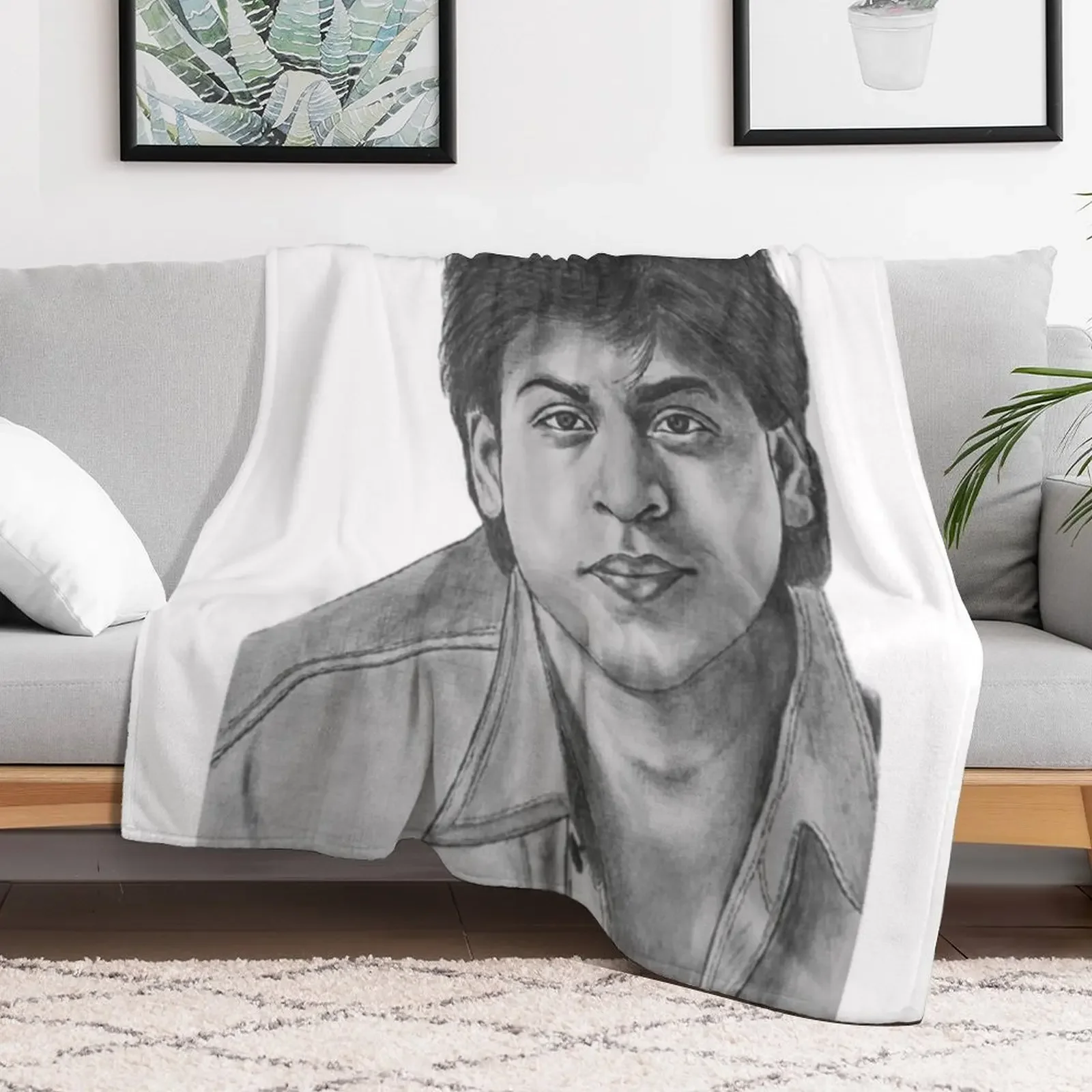 Shahrukh khan Sketch Throw Blanket Kid'S Plush Cute Picnic Blankets