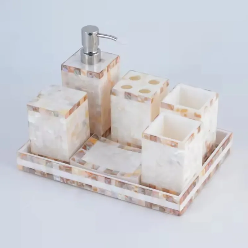 New Products Natural Shell High-end Hotel Bathroom Set 6 Piece Bathroom Accessory Sets Luxury Bathroom Set