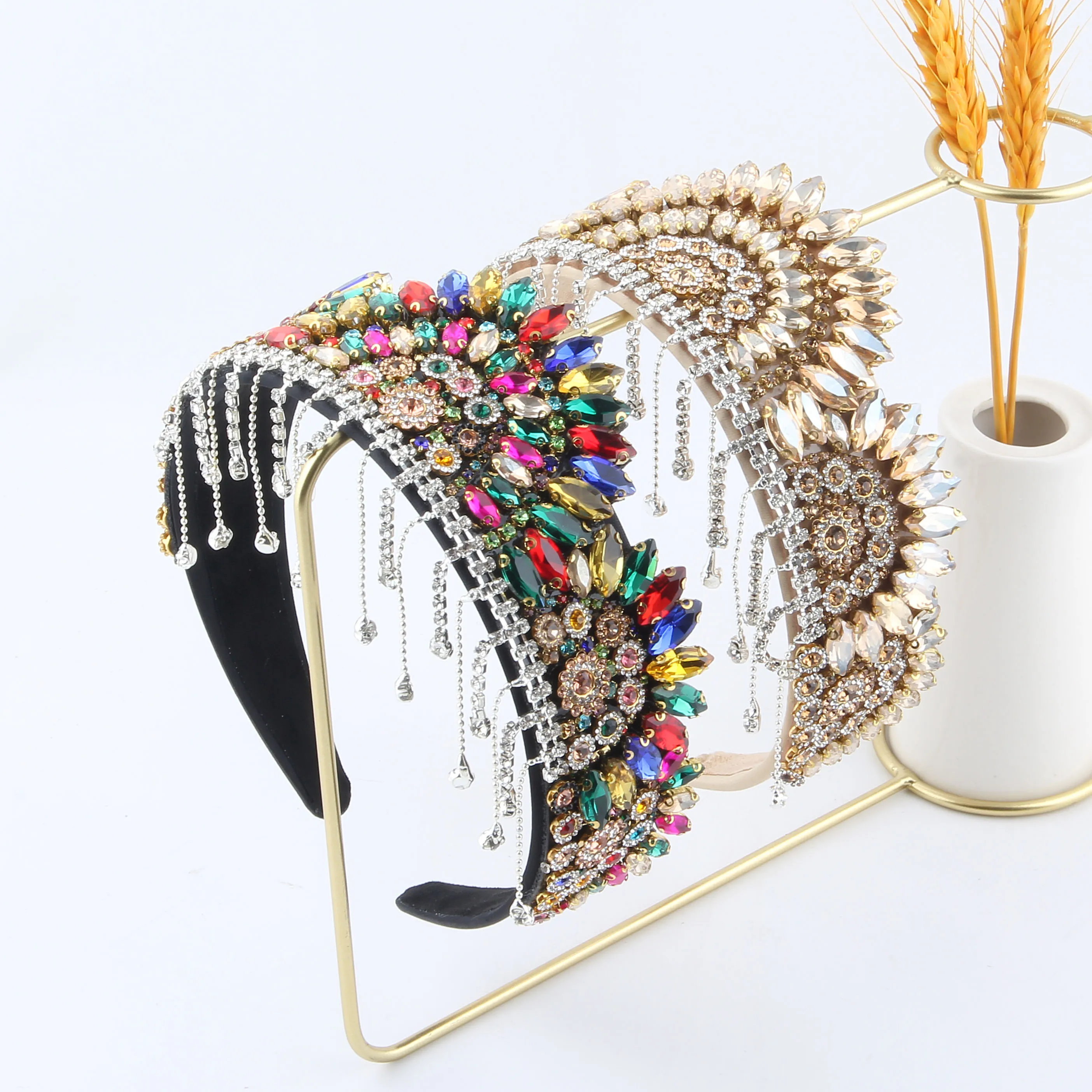 New Baroque Rhinestone Crown Headband Female Heavy Industry High-grade Shiny Sweet Bride Wedding Hair Accessories 361