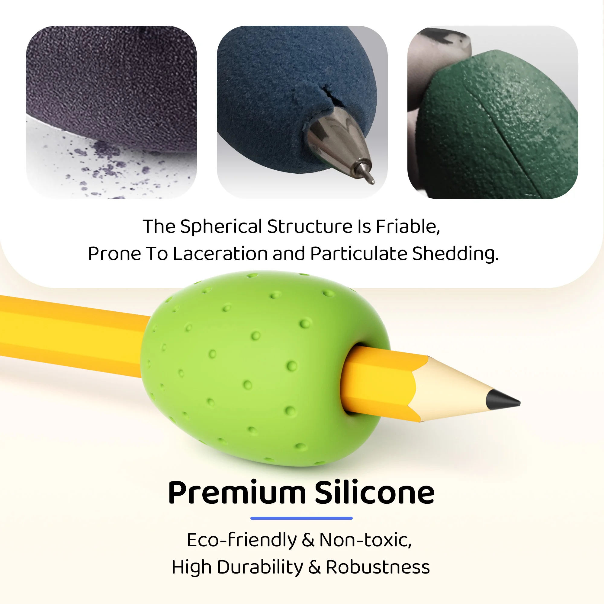 6 قطع من مقابض أقلام الرصاص على شكل بيضة للأطفال والكبار، حاملات سيليكون للكتابة اليدوية والرسم #3