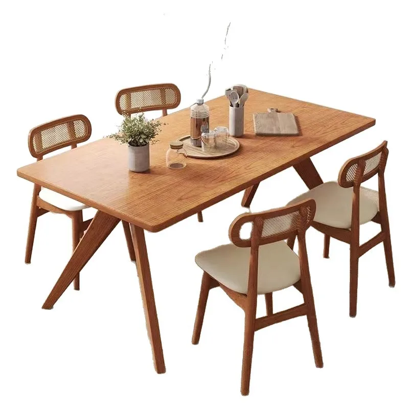 

Nordic all-solid wood dining tably design long table small apartment household dining table Japanese log workbench