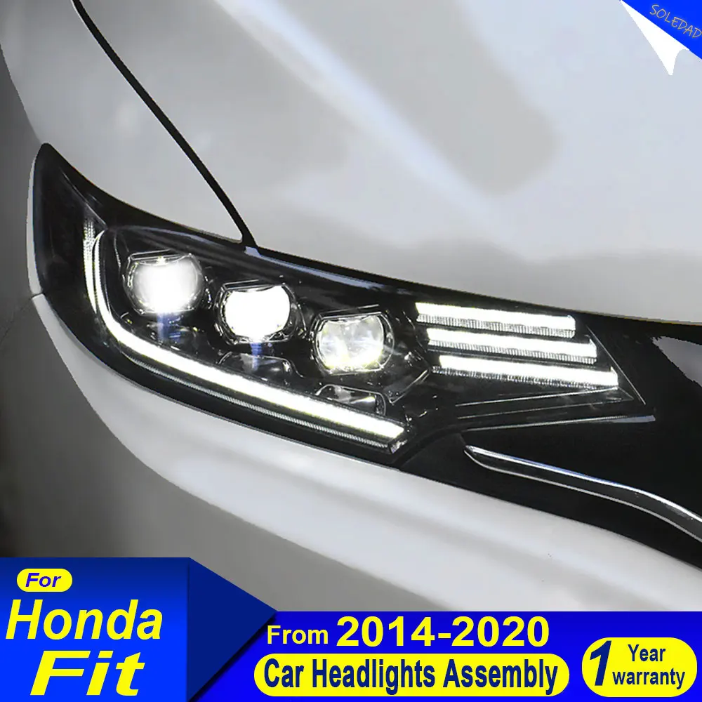 Car Headlights For Honda Fit GK5 2014 2015 2016 2017 2018 2019 2020 Full LED Assembly Upgrade High Configure Projector Lens