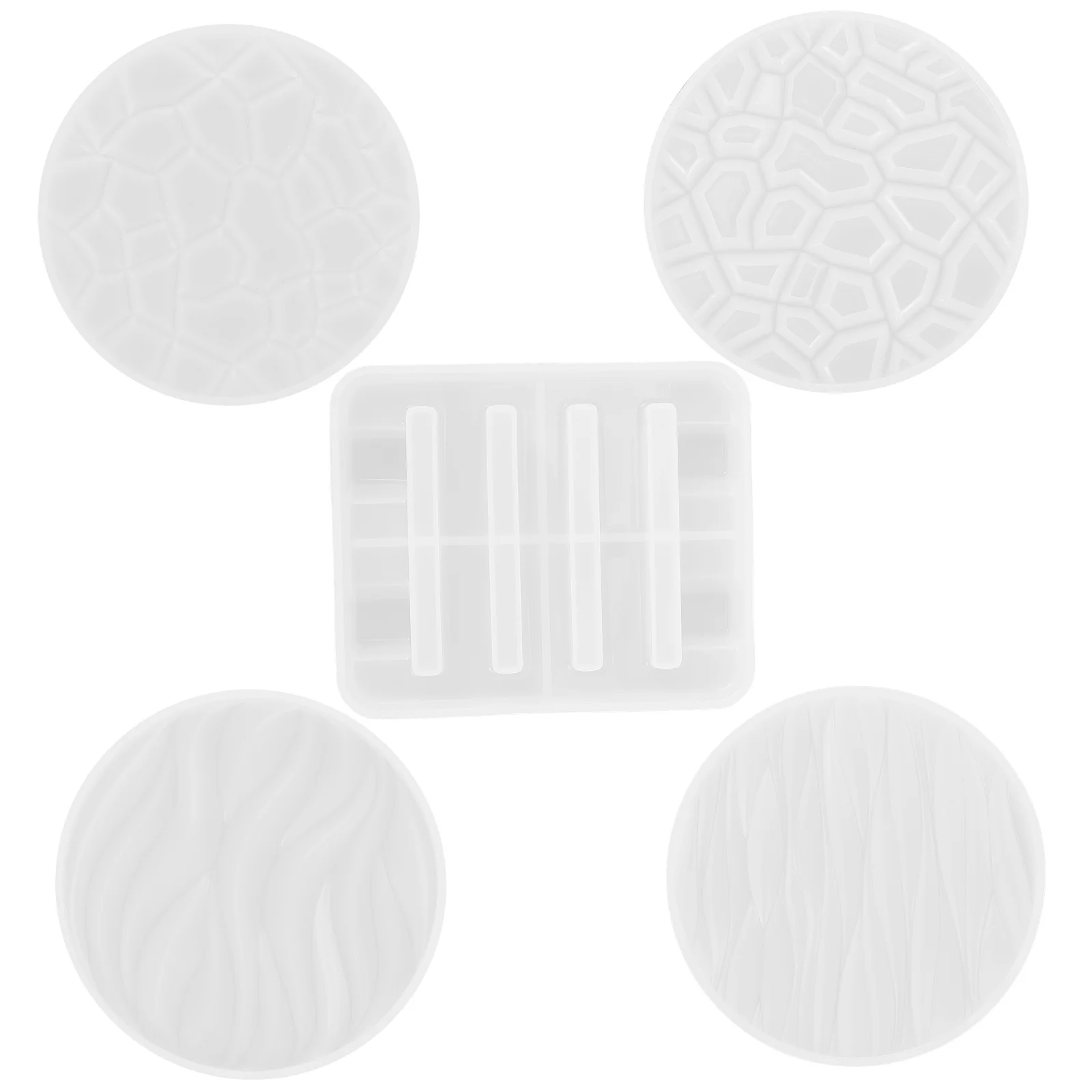 1Set Crystal Epoxy Resin Coaster Molds Silicone DIY Casting Mold Kit Coaster Stand Holder Mold Reusable Cup Mat Making Trays