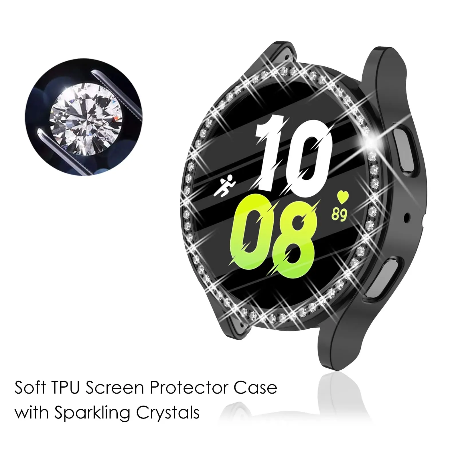 Diamond Case for Samsung Galaxy Watch 5/5 pro/4 44mm 40mm PC Cover All-Around Bumper Protector Galaxy watch4 classic 42mm 46mm