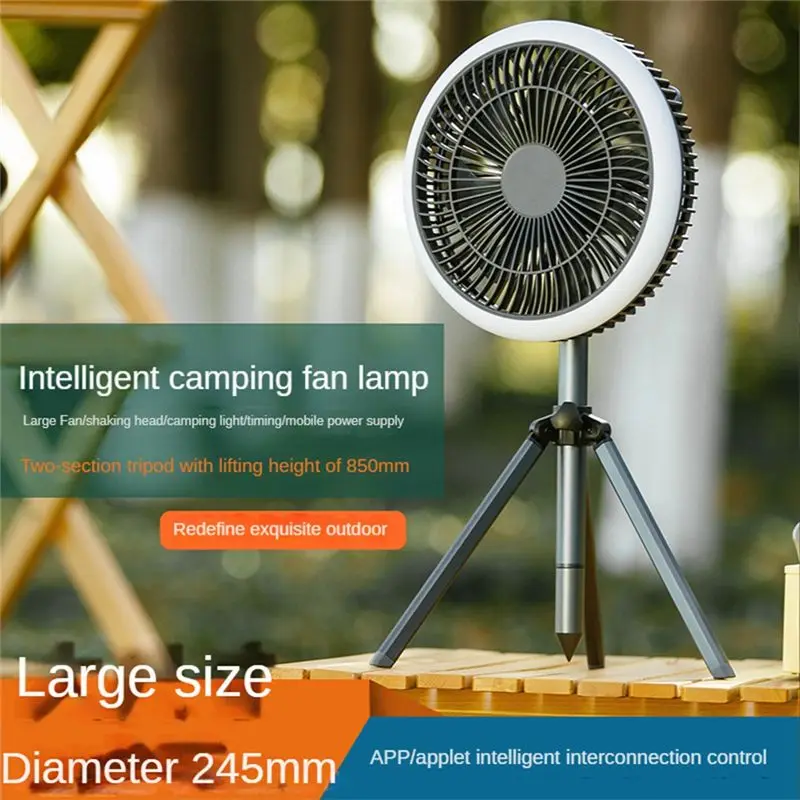 A13I-Multifunction Camping Fan Outdoor Camping Ceiling Fan Desk Tripod Stand Air Cooling Fan USB Chargeable With Night Light