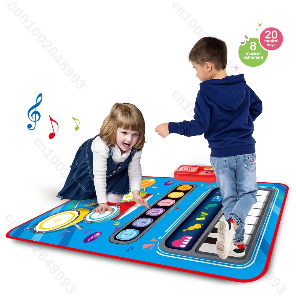 

80x50 см коврик для музыкального пианино для малышей, развивающие игрушки, напольная клавиатура, барабанные игрушки, танцевальный коврик с инструментами, звуки, игрушки