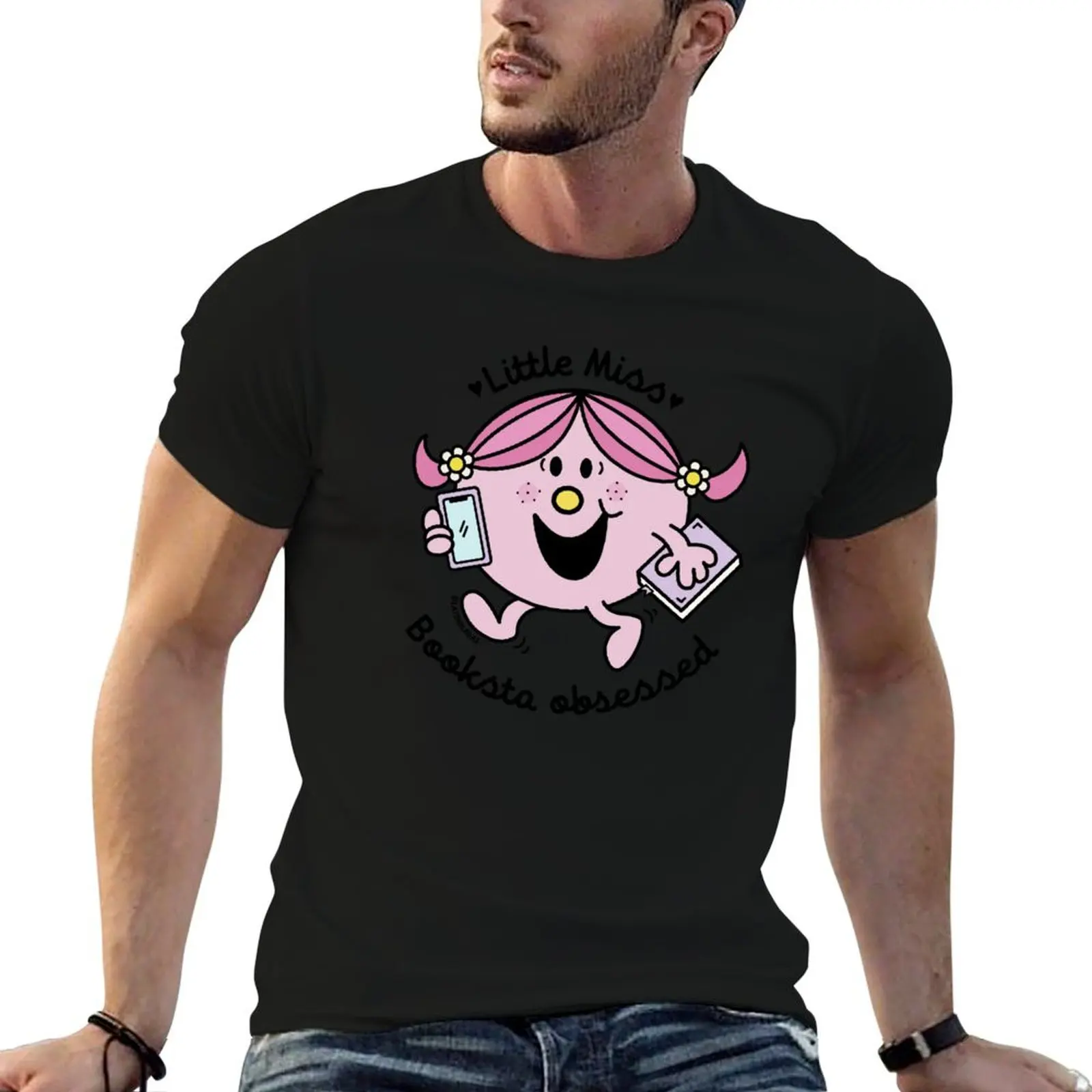 

Little Miss Booksta Obsessed Pink T-Shirt men t shirt cotton 100% graphic t shirts for man printed t shirts for man T-Shirt