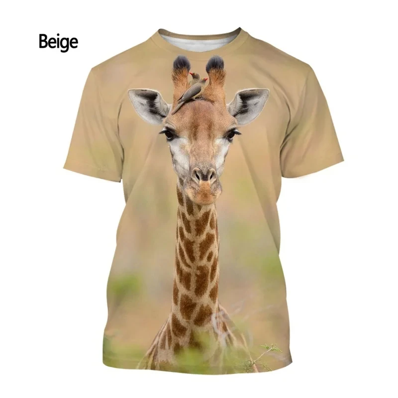 Animal Giraffe 3D Print Short sleeve T-shirts Men Woman Casual Streetwear Harajuku Fashion Oversized Unisex Clothing