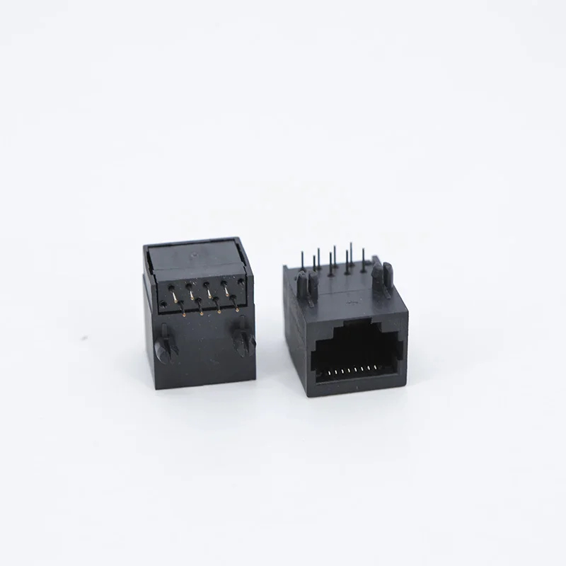 1pcs RJ45 Network Socket Female 8P8C in-line Vertical RJ45 90 Degree Full Plastic connector plug for network cable e1