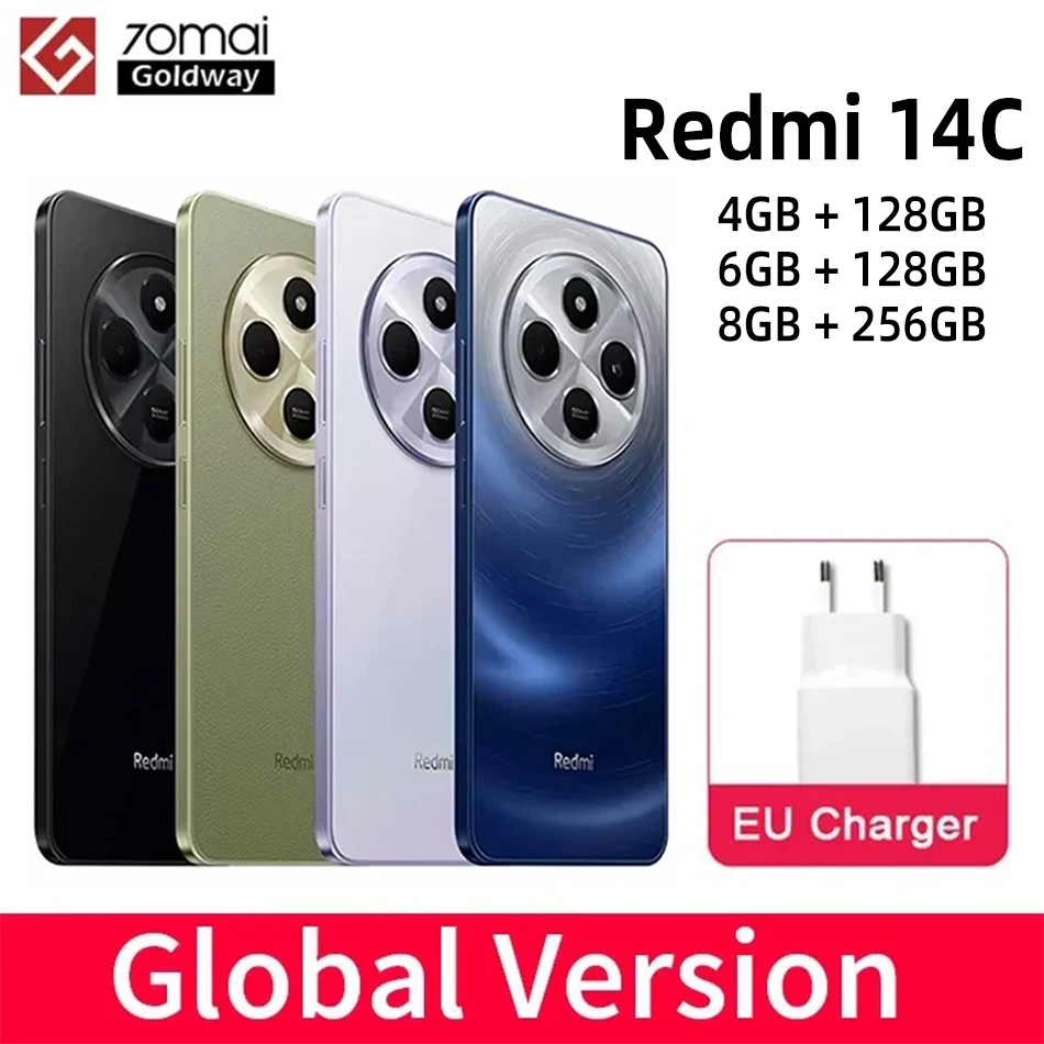 Global Version Xiaomi Redmi 14C Smartphone MTk Helio G81-Ultra 50MP AI Dual camera 5160mAh 6.88