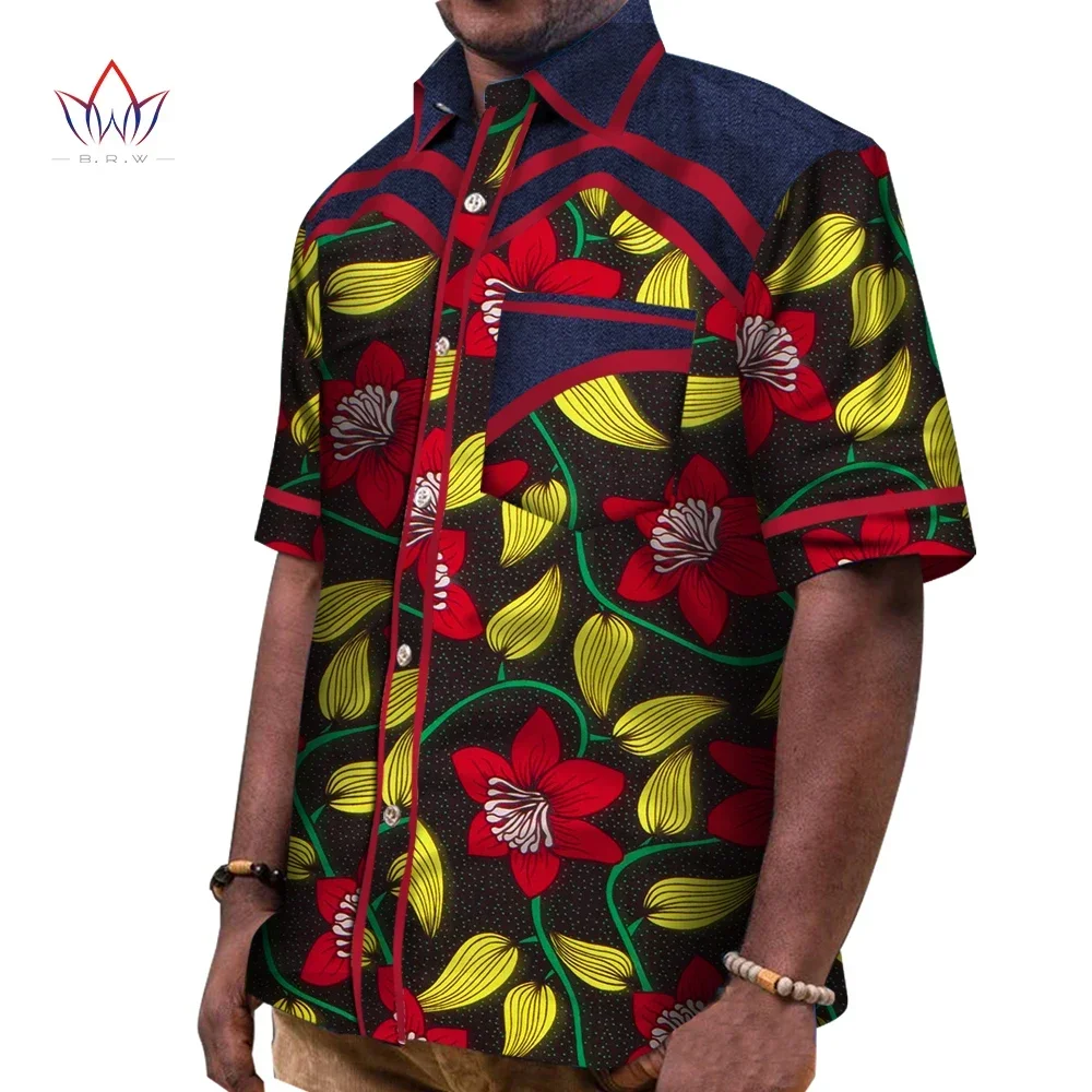 Ropa africana de primavera para hombre, camisa de manga corta Dashiki para hombre, camisas informales ajustadas, ropa de marca 6XL WYN436